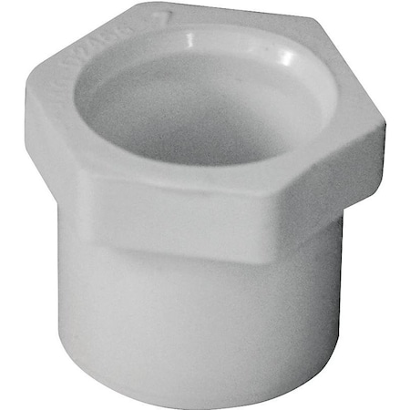 437101 Reducer Bushing, 34 X 12 In, Spigot X Slip, PVC, White, SCH 40 Schedule, 280 Psi Pressure